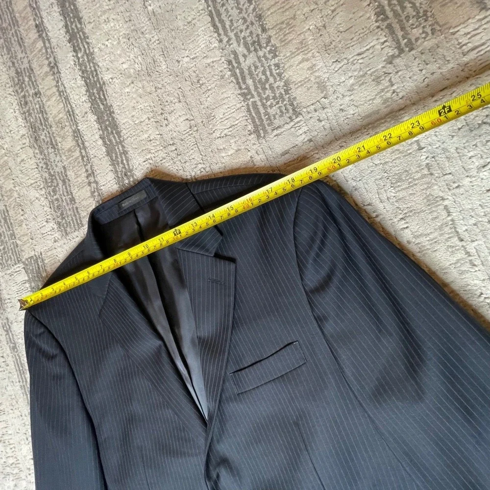Lauren Ralph Lauren Mens 42L‎ Navy Blue Pinstripe Wool 2-Button Blazer Jacket